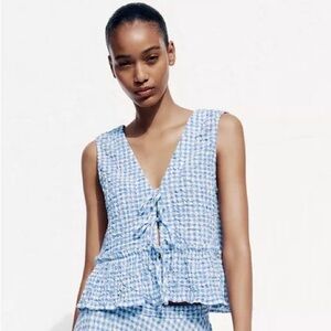 Zara Blue Gingham Sleeveless Top-NWT!